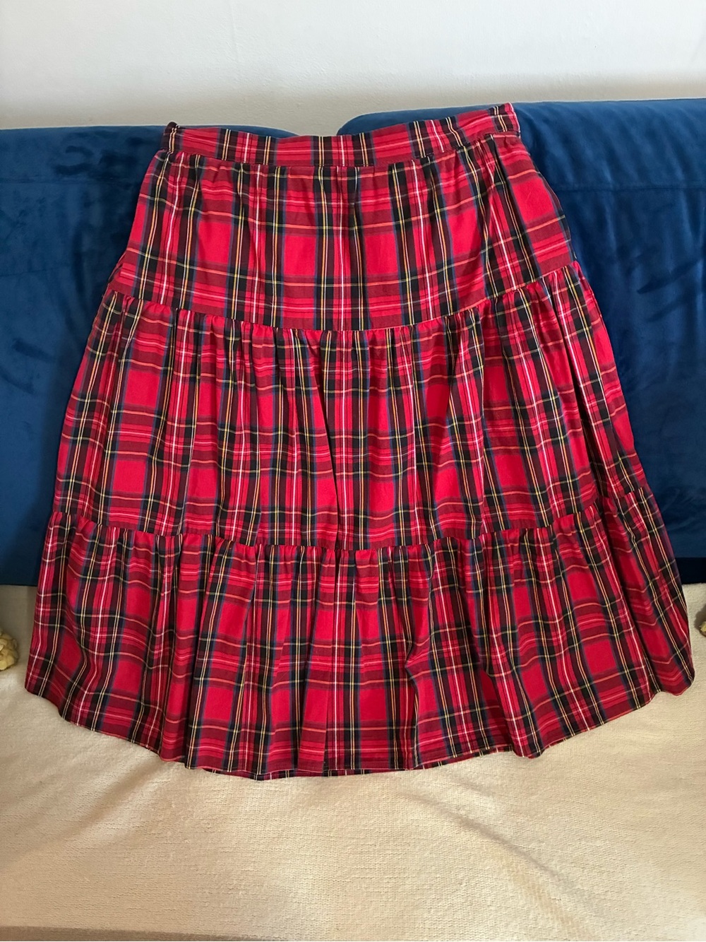 J. Crew Red Plaid Tiered A-Line Skirt